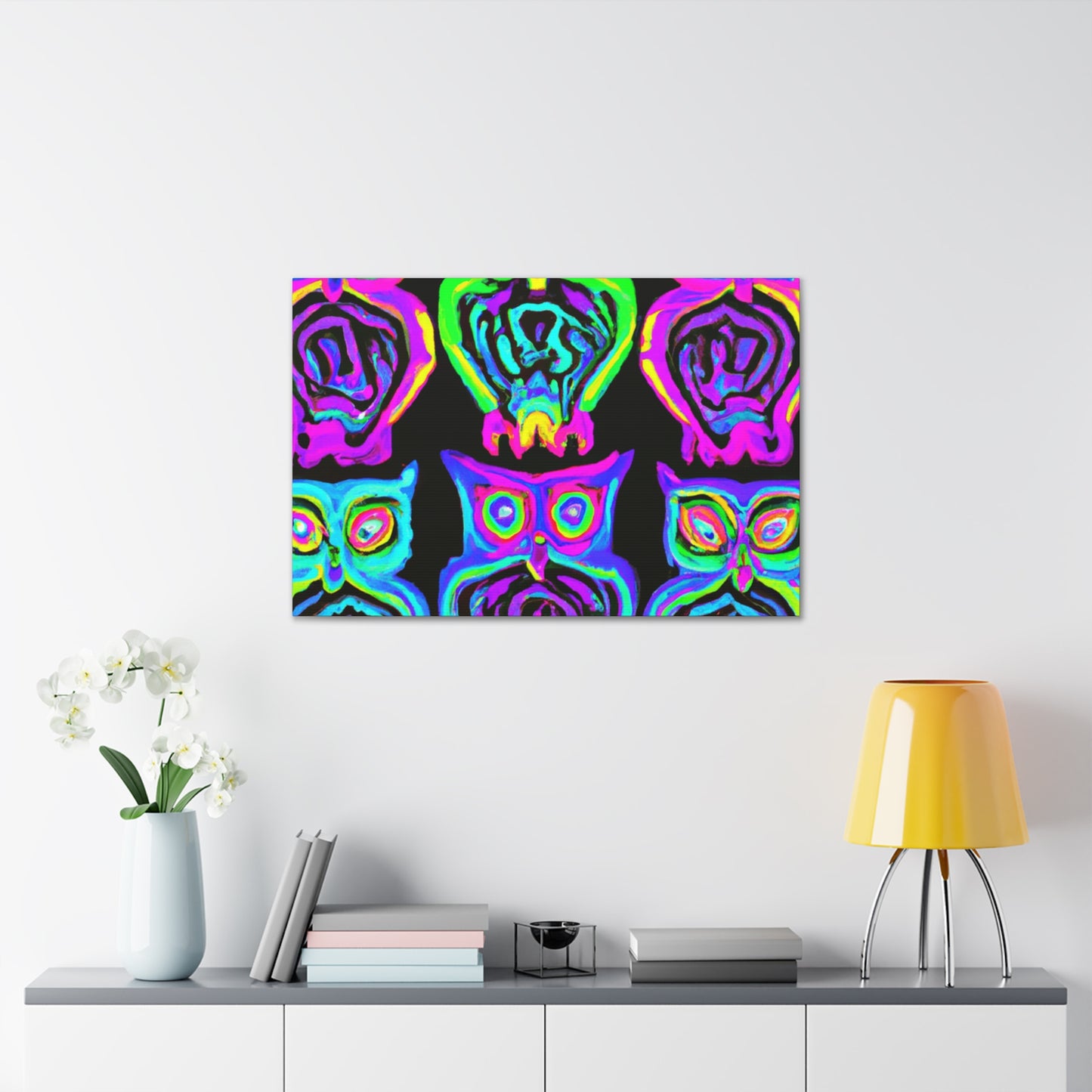 Neon Night Owls. NEON Owls Art Canvas