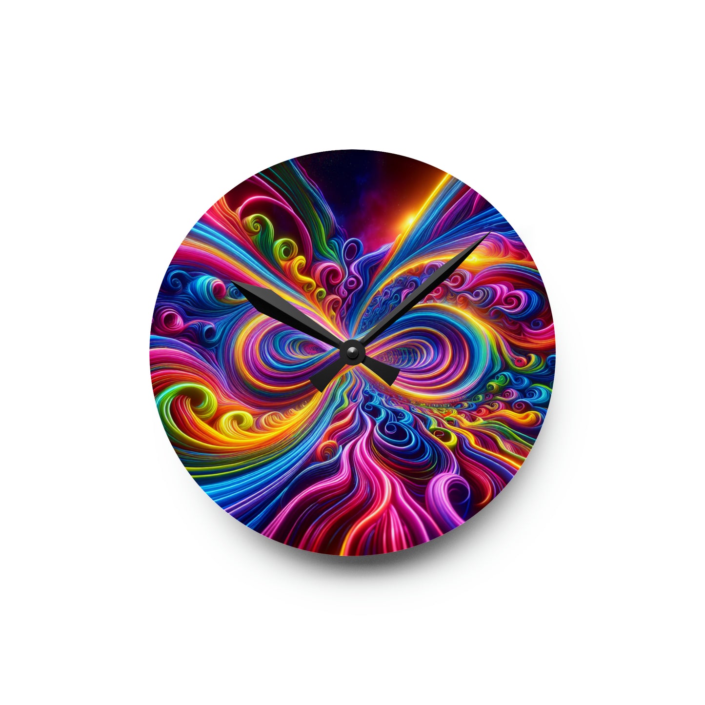"Neon Infinity Mayhem" Infinity Patterns Art Acrylic Clock