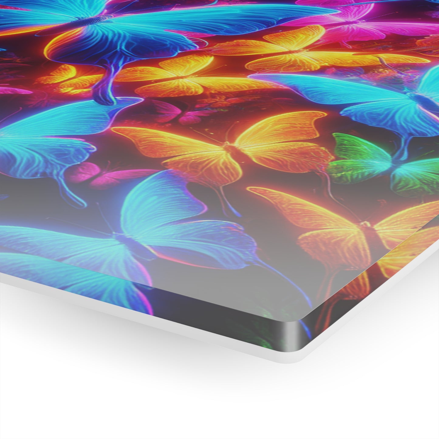 "Trail of Glowing Wings" NEON Butterflies Art 1/4" Glossy Acrylic Art