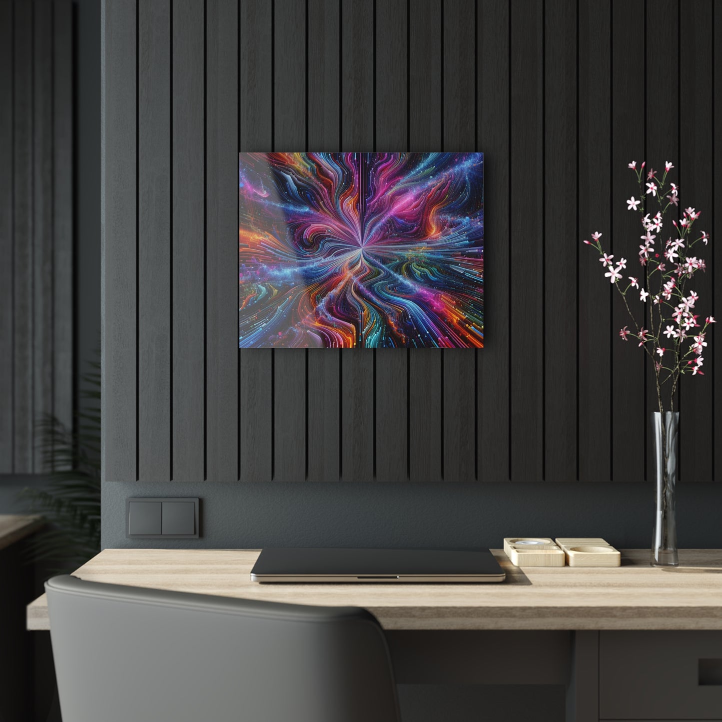 Cosmic Chromatic Splendor. Trippy infinity Pattern 1/4" Glossy Acrylic Art