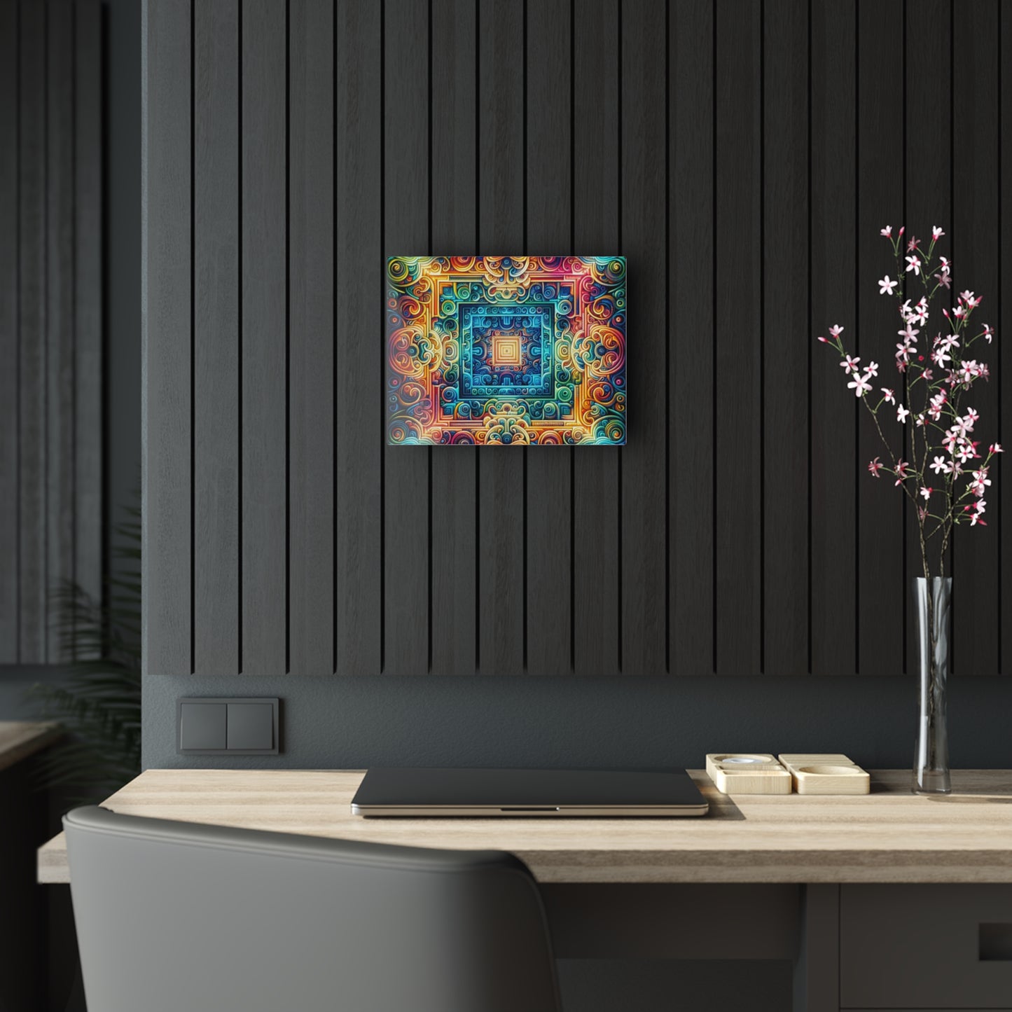 Neon Infinity Dreamscape. Trippy infity Pattern 1/4" Glossy Acrylic Art