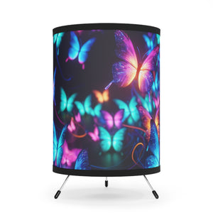 Neon Butterfly Congregation - NEON Butterflies Art Tripod Lamp