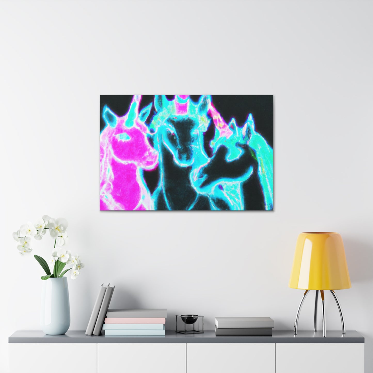 "Neon Magic: The Rainbow of Unicorns". NEON Unicorns Art Canvas