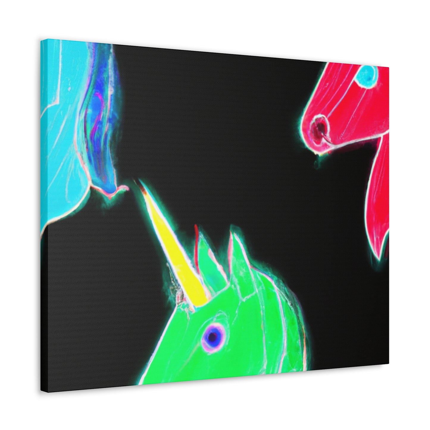 "Neon Rainbow Unicorn Cluster" NEON Unicorns Art Canvas