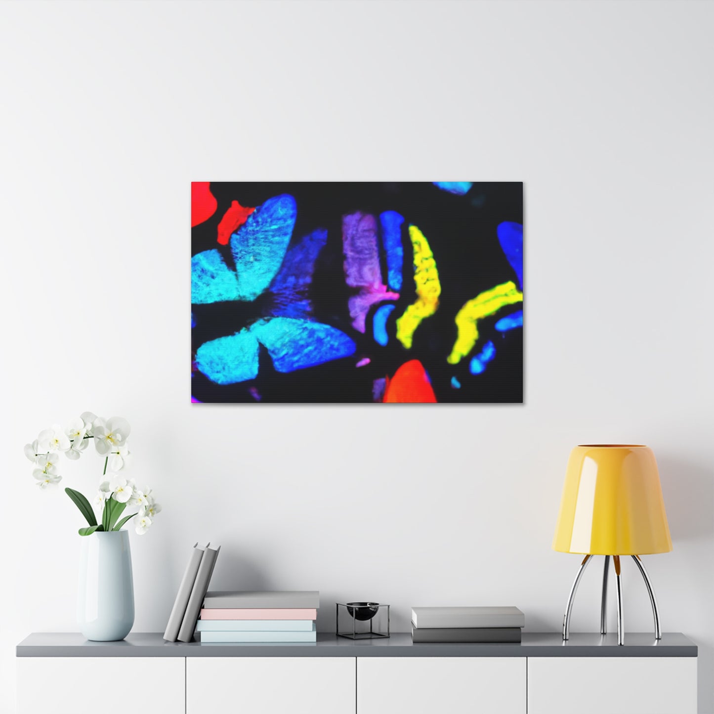 "Fantasia of Flutterbyes" Neon Butterflies  Art Canvas