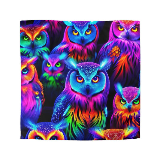 Juan da Vinci - NEON Owls Microfiber Duvet Cover