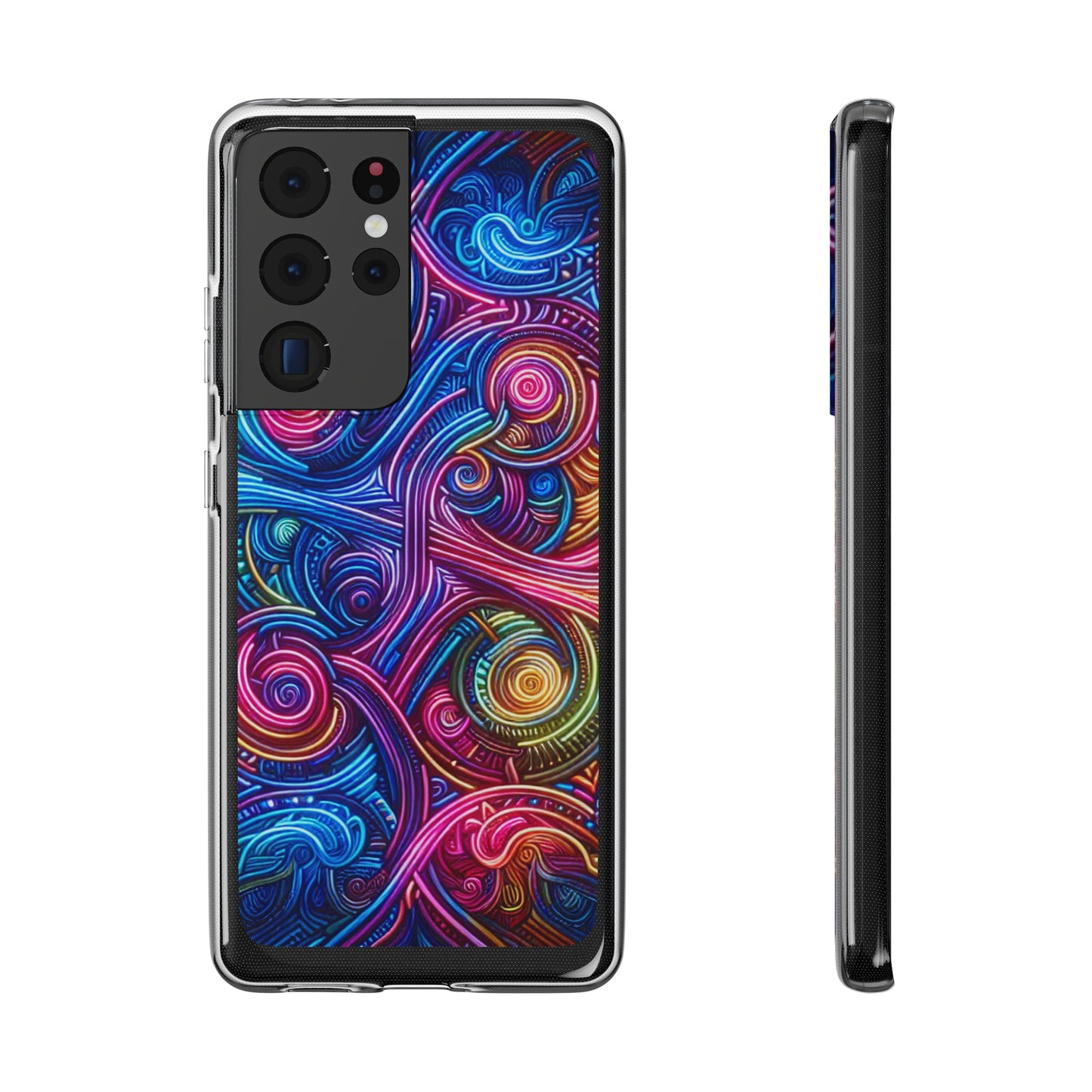 Vibrant Trippy Neon Infinity Ripples. Infinity Patterns Art Polycarbonate Phone Case Samsung Galaxy s21 s22 Google Pixel 6 Iphone 11 12 13 14 Pro Max Mini Plus