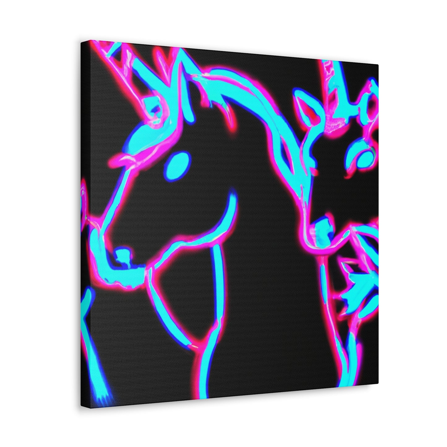 Vibrant Neon Dreamscape NEON Unicorns Art Canvas