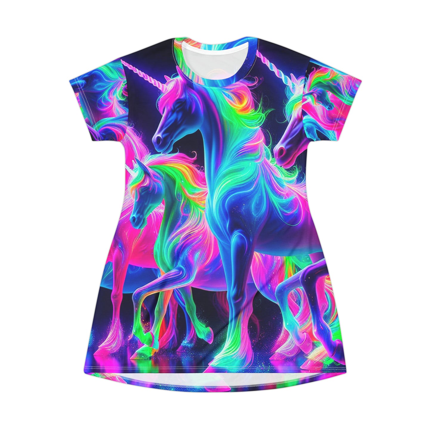 Neon Unicorn Dreamscape. Neon Unicorns Womans T Shirt Dress