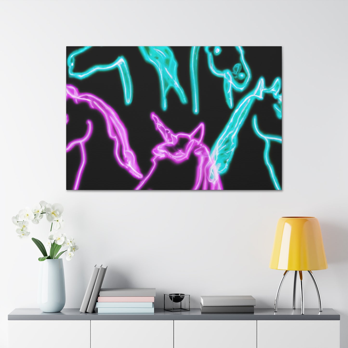 'Neon Unicorn Pod' NEON Unicorns Art Canvas