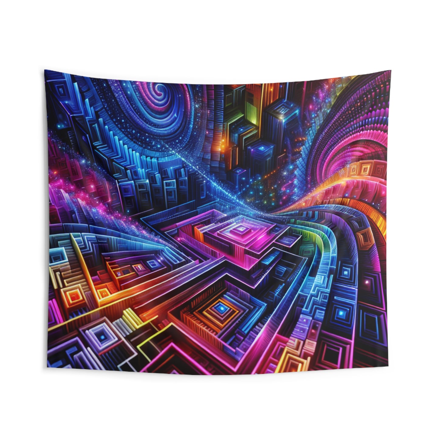 Cosmic Spiral Splatters. Infinity Patterns Art Tapestry