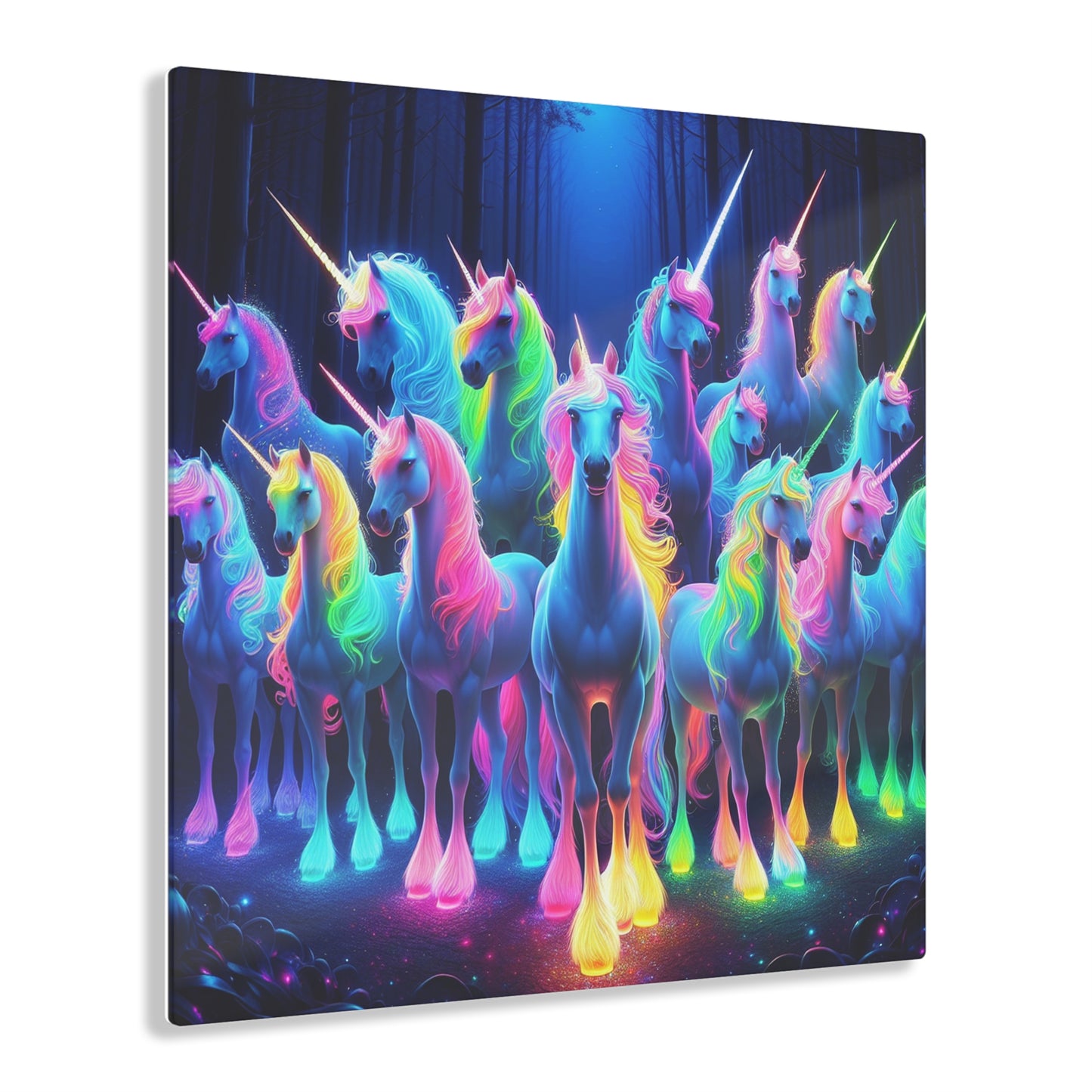 Cosmic Chromatic Unicorns. NEON Unocrons Art 1/4" Glossy Acrylic Art