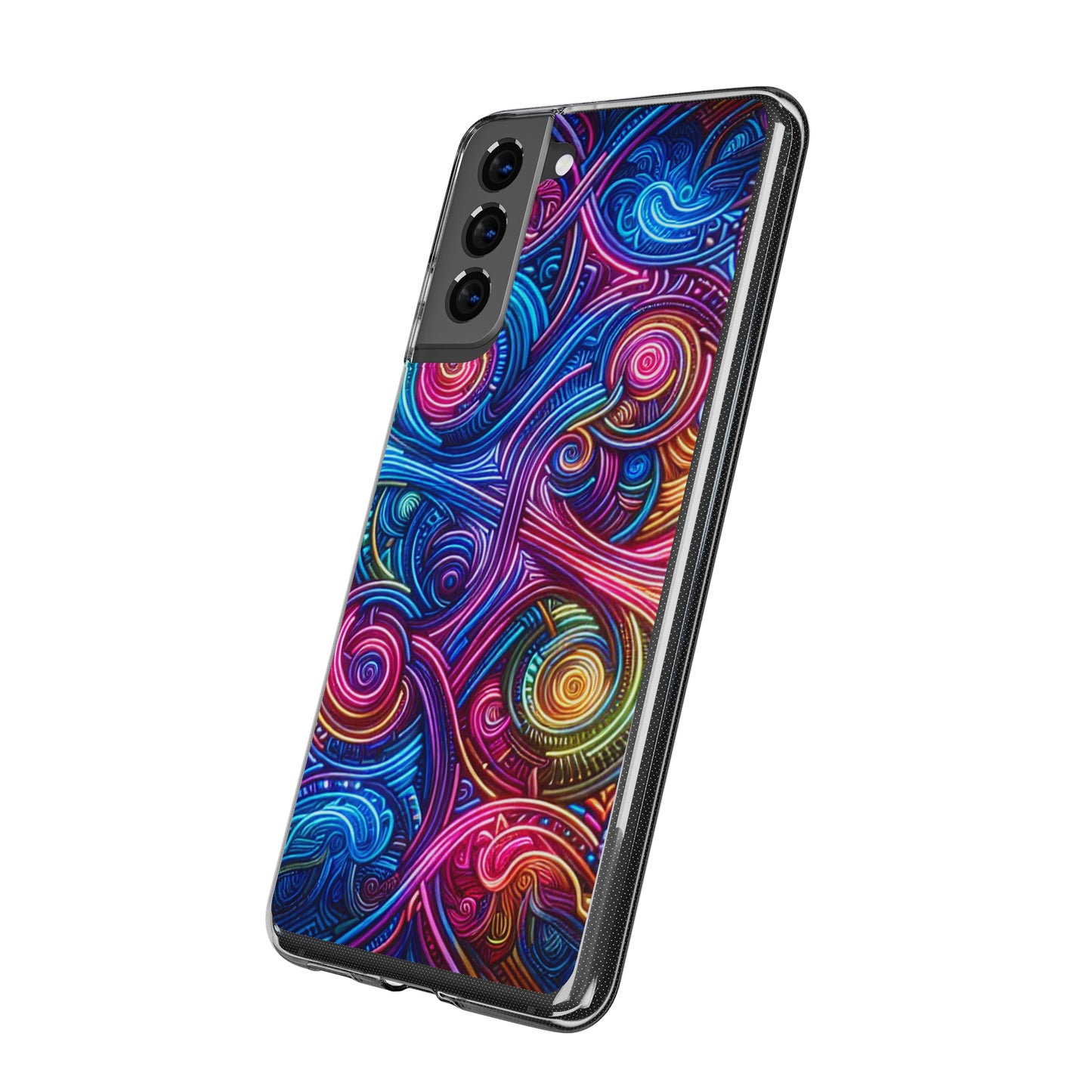 Vibrant Trippy Neon Infinity Ripples. Infinity Patterns Art Polycarbonate Phone Case Samsung Galaxy s21 s22 Google Pixel 6 Iphone 11 12 13 14 Pro Max Mini Plus
