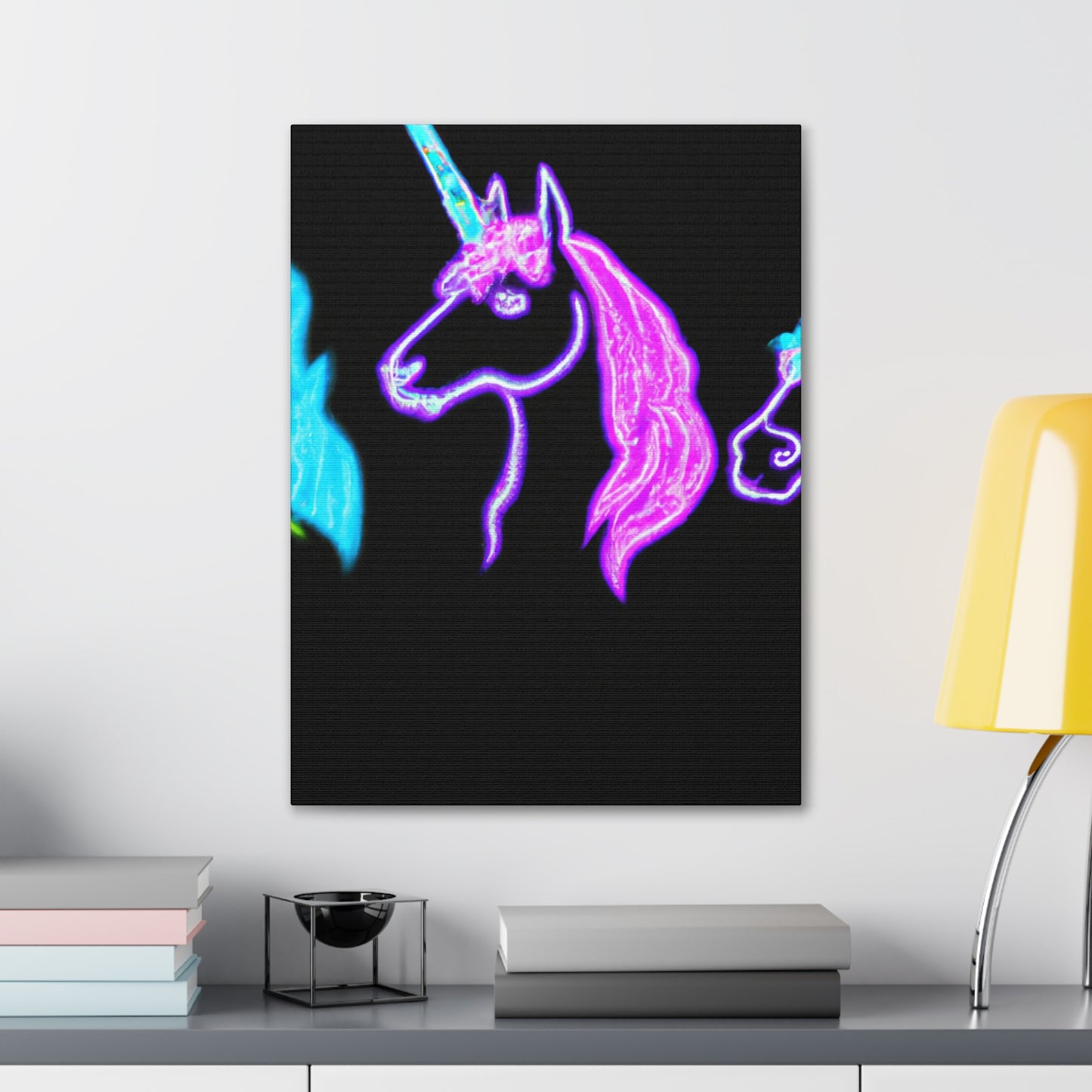 Neon Unicornscape. NEON Unicorns Art Canvas