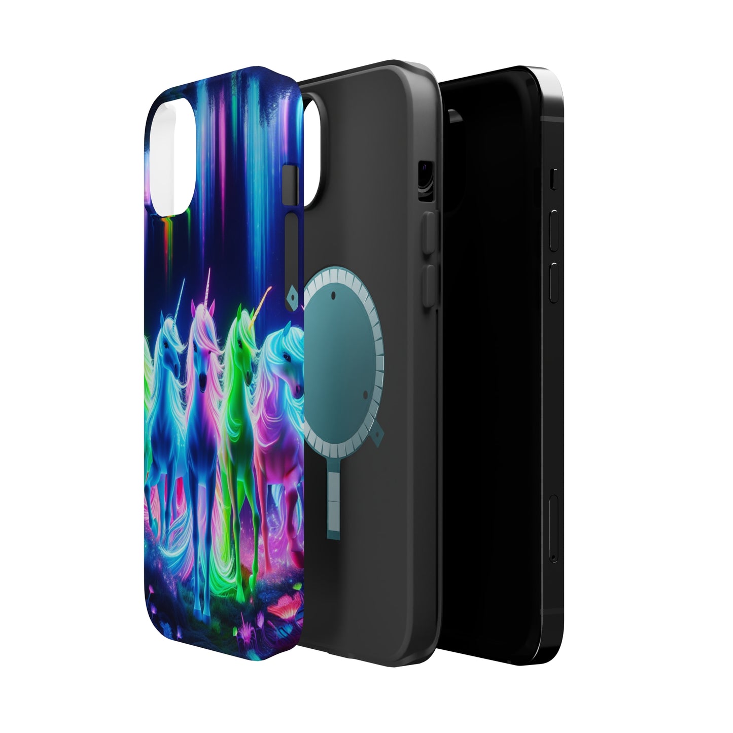 Neon Unicorn Pods. Neon Unicorns Premium Art Magsafe Magnet Tough IPhone 13 14 15 Pro Plus Max and Mini in Matte and Glossy Phone cases