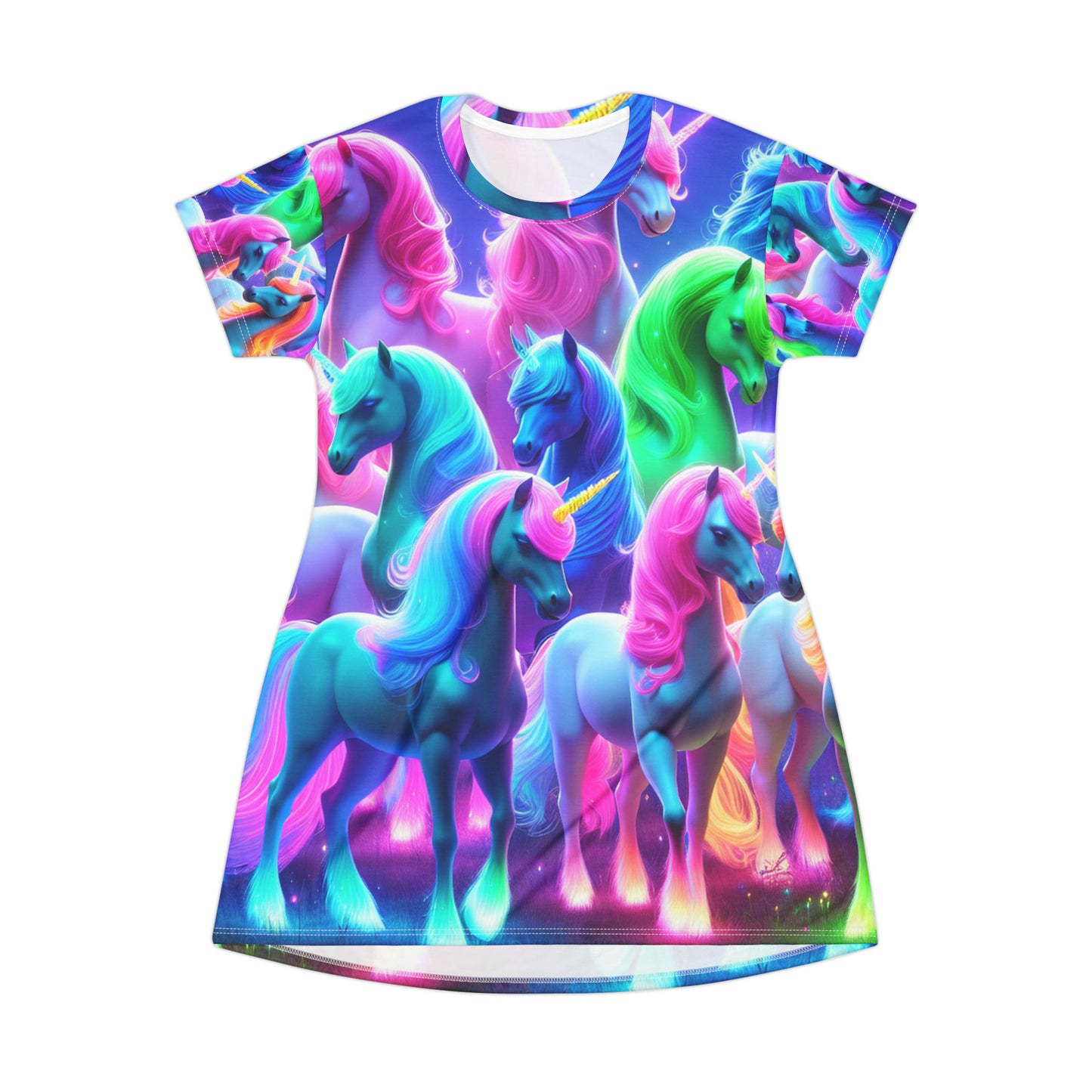 Neon Galaxy Unicorns Neon Unicorns Womans T Shirt Dress