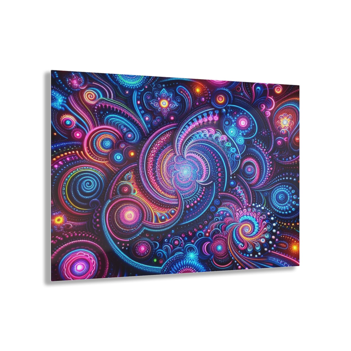 Hypno-Neon Vortex. Trippy infity Pattern 1/4" Glossy Acrylic Art