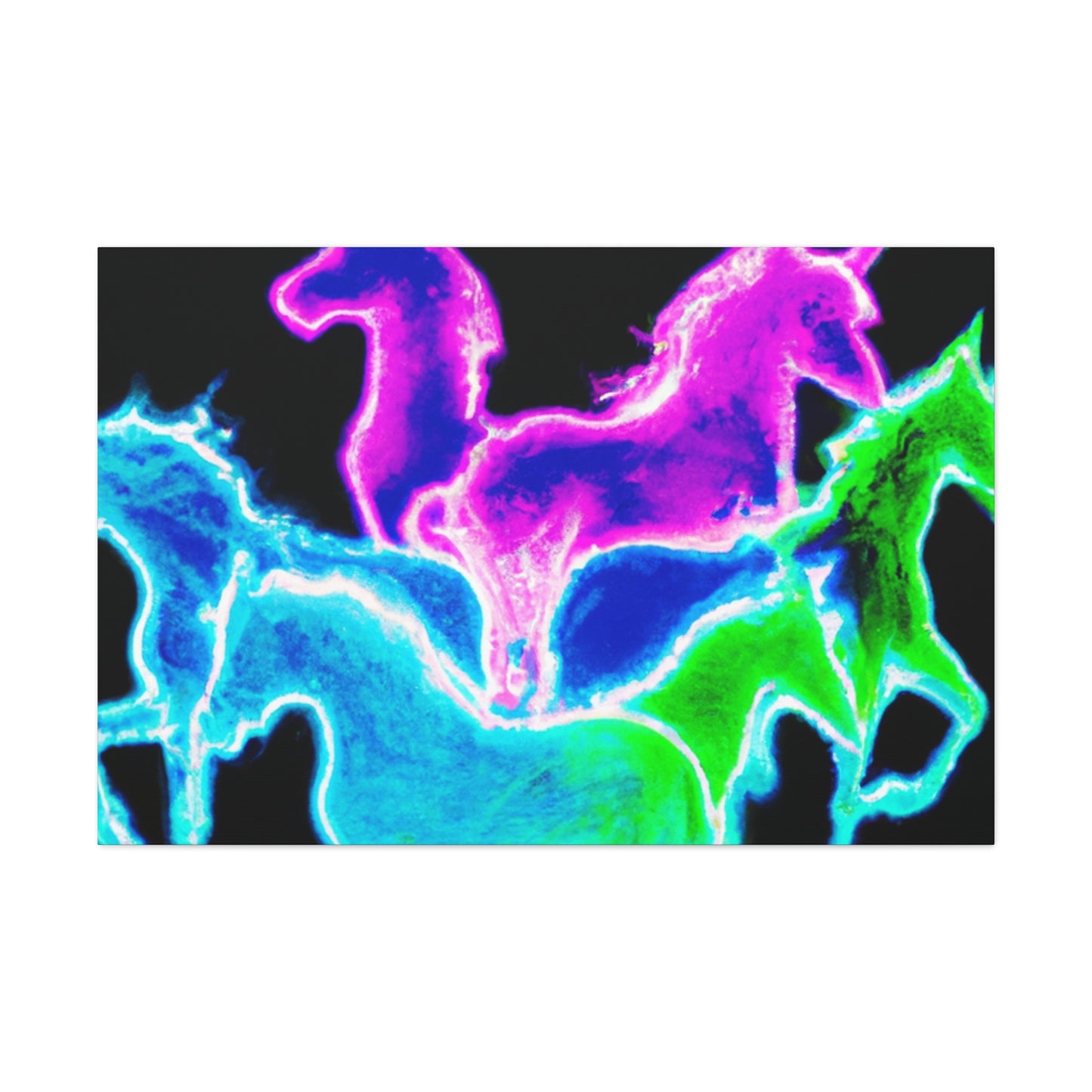 Neon Rainbow Unicorns NEON Unicorns Art Canvas