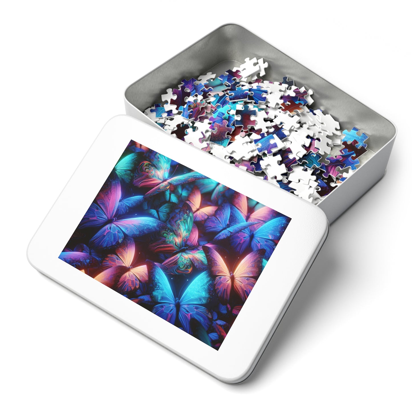 "Neon Flutter" - Neon Butterflies Puzzle30, 110, 252, and 1000 Pieces