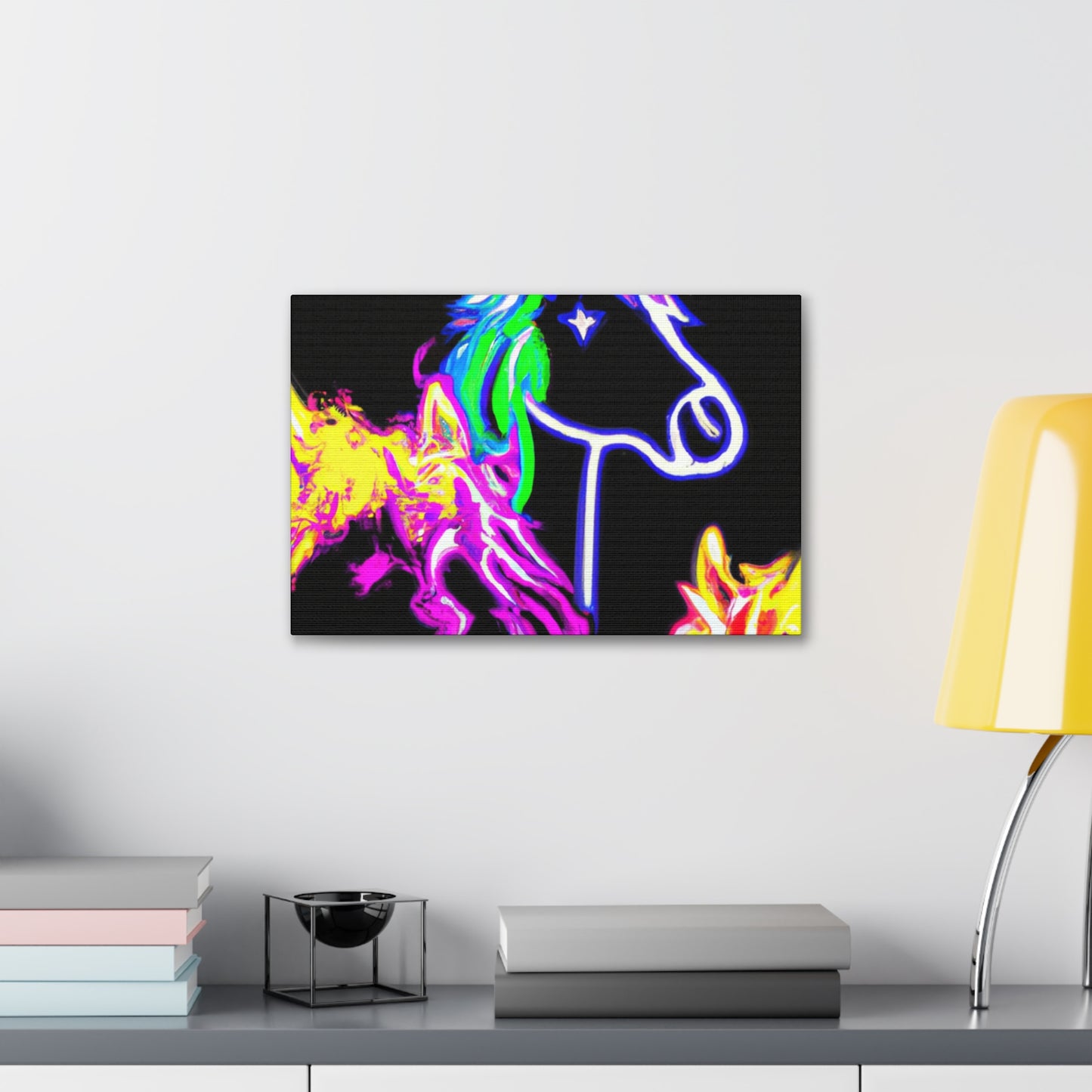 "Vibrant Neon Magic" NEON Unicorns Art Canvas