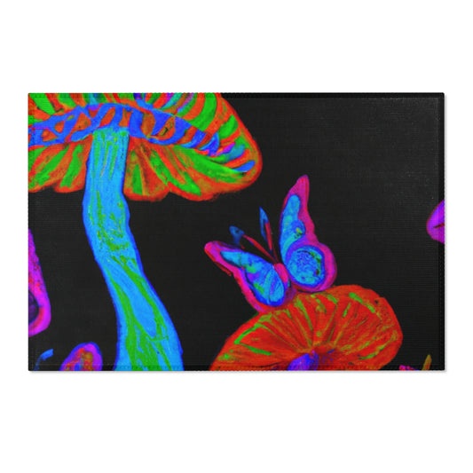 Neon Splendour. Butterflies & Mushrooms Area Rug