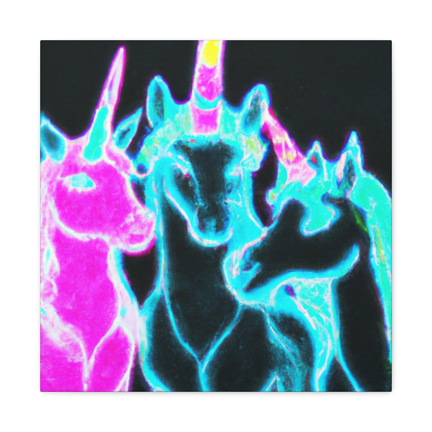 "Neon Magic: The Rainbow of Unicorns". NEON Unicorns Art Canvas