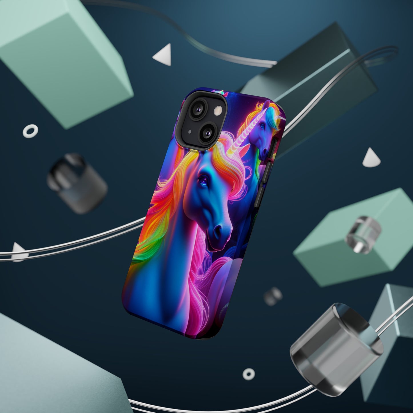 Neon Nighthorn Pride Neon Unicorns Premium Art Magsafe Magnet Tough IPhone 13 14 15 Pro Plus Max and Mini in Matte and Glossy Phone cases