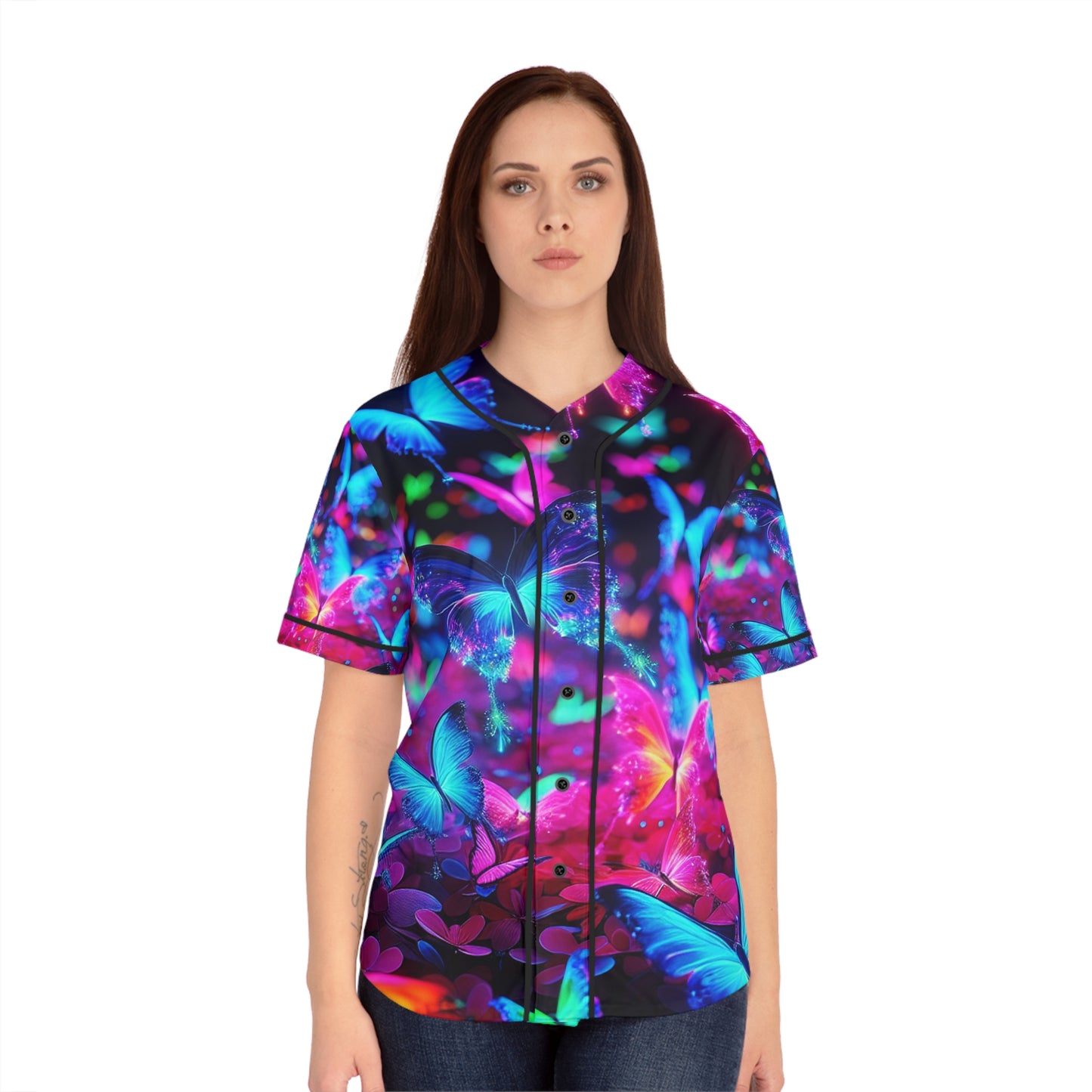Electric Butterfly Dreamscape Neon Butterflies Womans Jersey