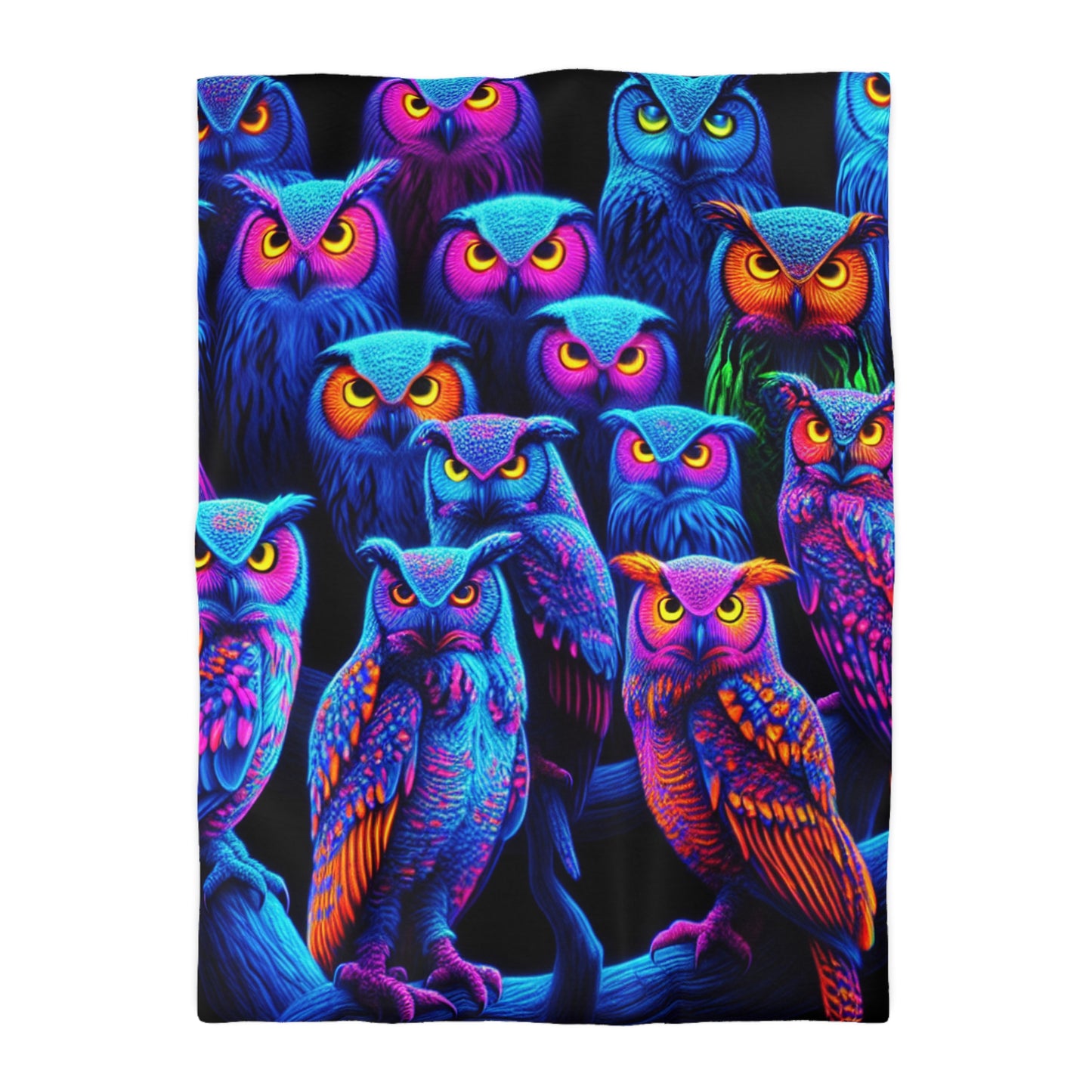 Carlo Gentile - NEON Owls Microfiber Duvet Cover