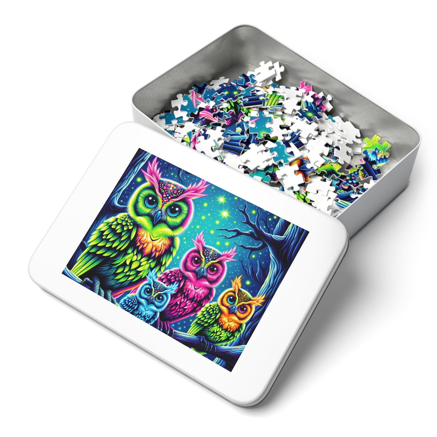 Vibrant Neon Owls - Neon Owls Puzzle 30, 110, 252, and 1000 Pieces
