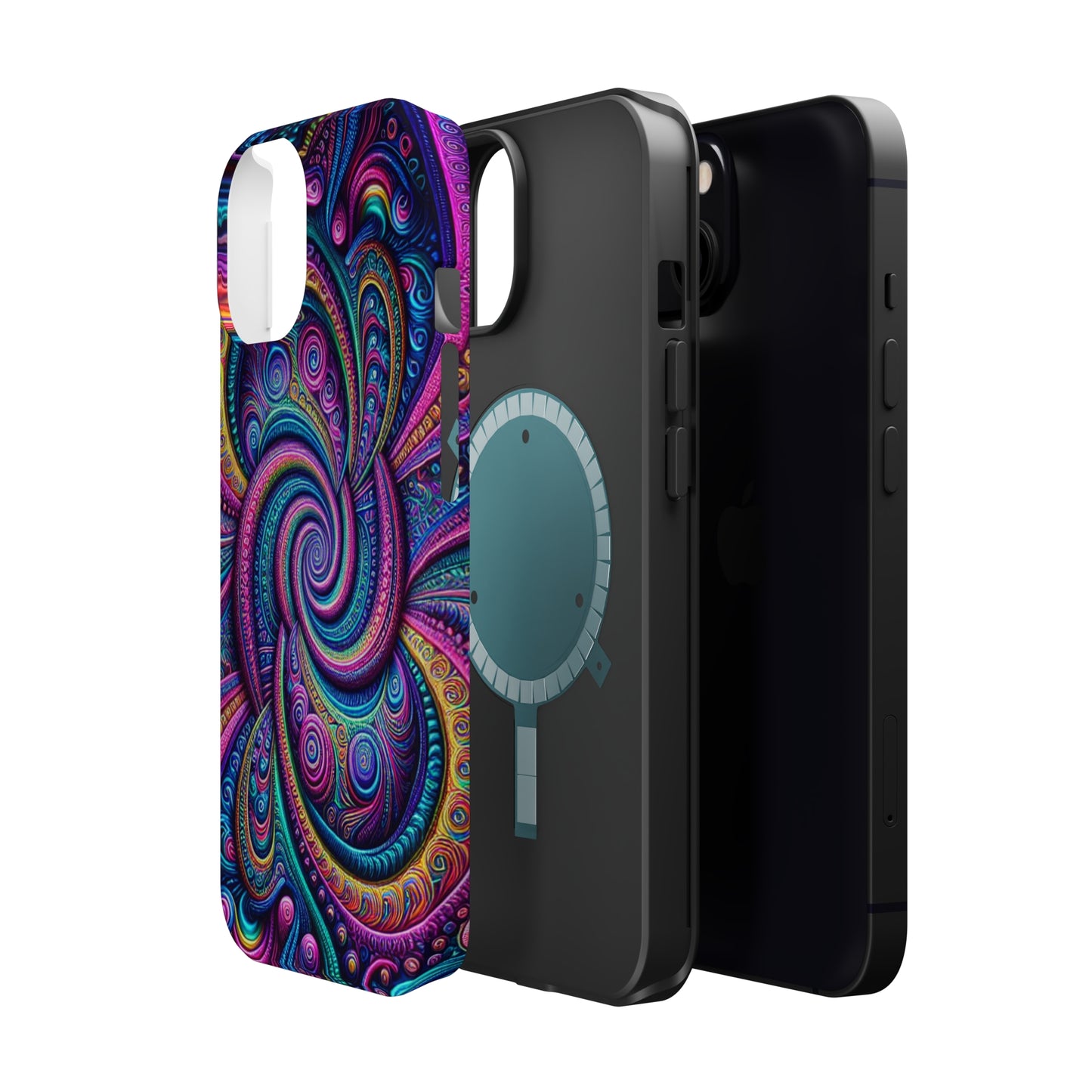 Cosmic Quasar Dreams. Neon Trippy Infinity Patterns Premium Art Magsafe Magnet Tough IPhone 13 14 15 Pro Plus Max and Mini in Matte and Glossy Phone cases