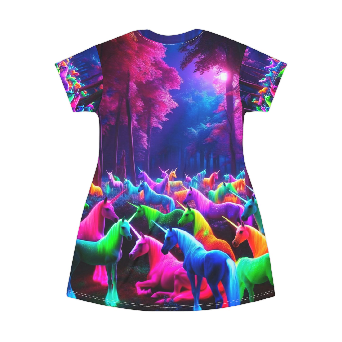 Neon Unicorn Spectacle Neon Unicorns Womans T Shirt Dress