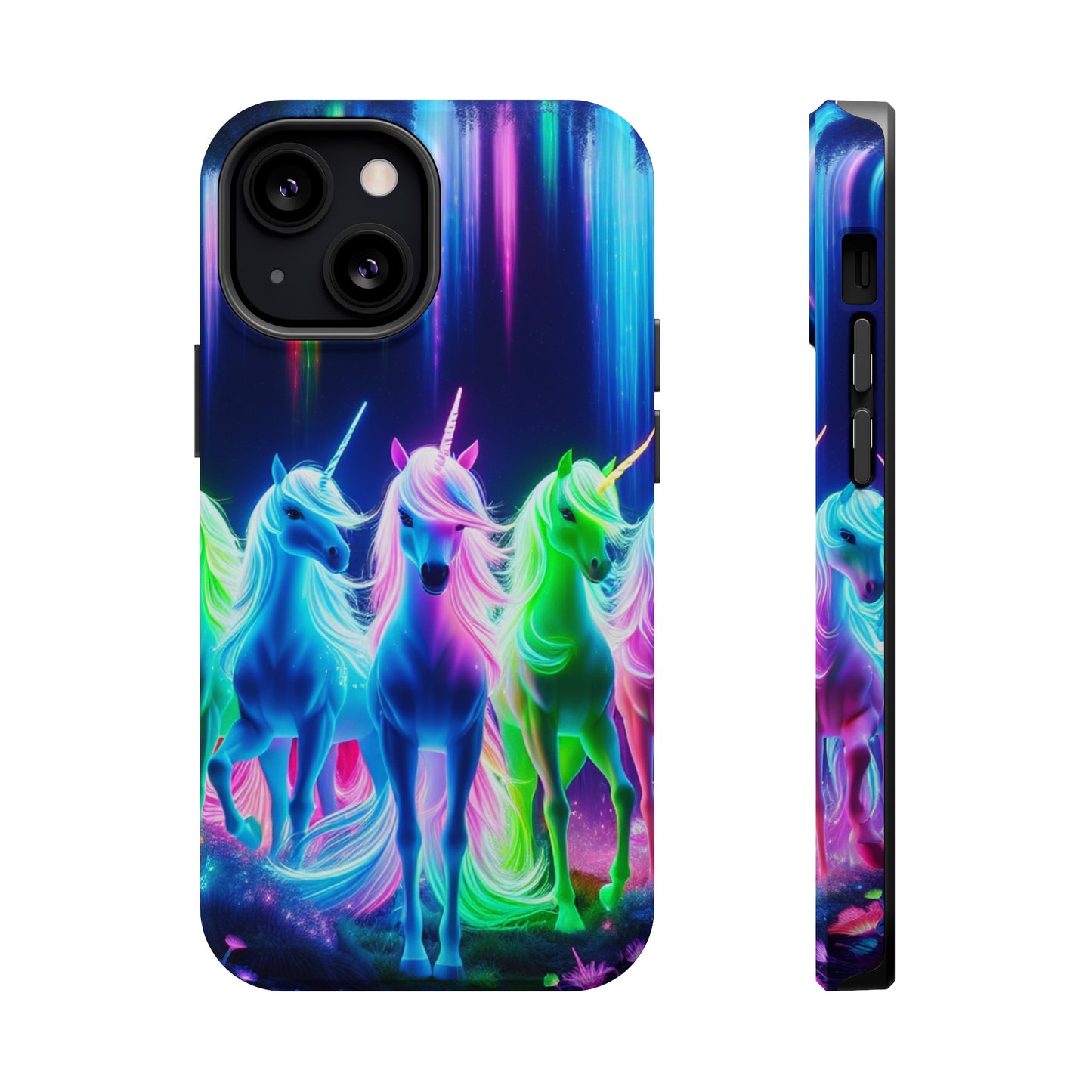Neon Unicorn Pods. Neon Unicorns Premium Art Magsafe Magnet Tough IPhone 13 14 15 Pro Plus Max and Mini in Matte and Glossy Phone cases