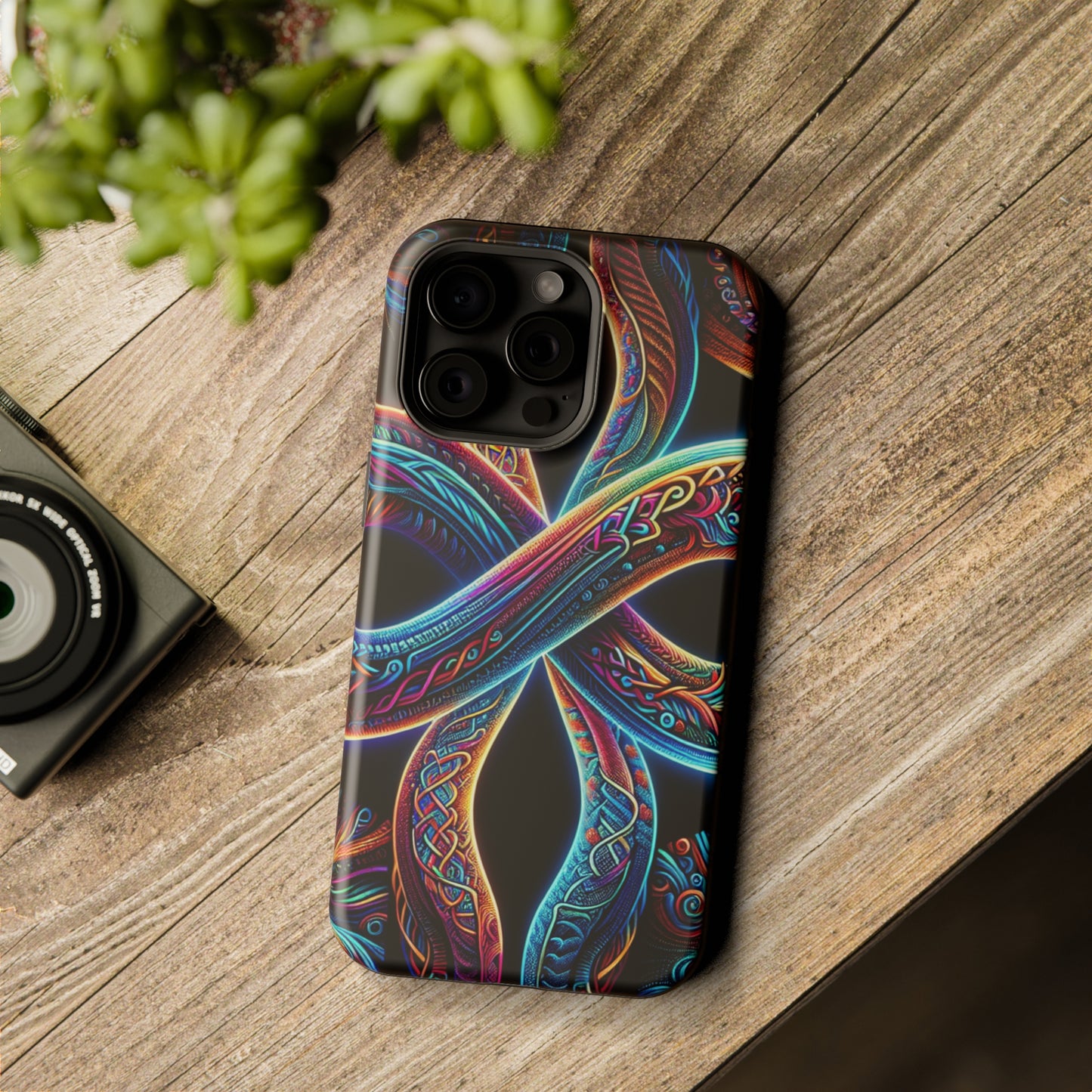 Vibrant Infinity Nocturne Neon Trippy Infinity Patterns Premium Art Magsafe Magnet Tough IPhone 13 14 15 Pro Plus Max and Mini in Matte and Glossy Phone cases