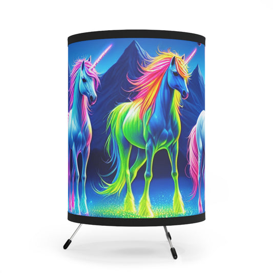 "Neon Dreaming Unicorns" - NEON Unicorns Art Tripod Lamp