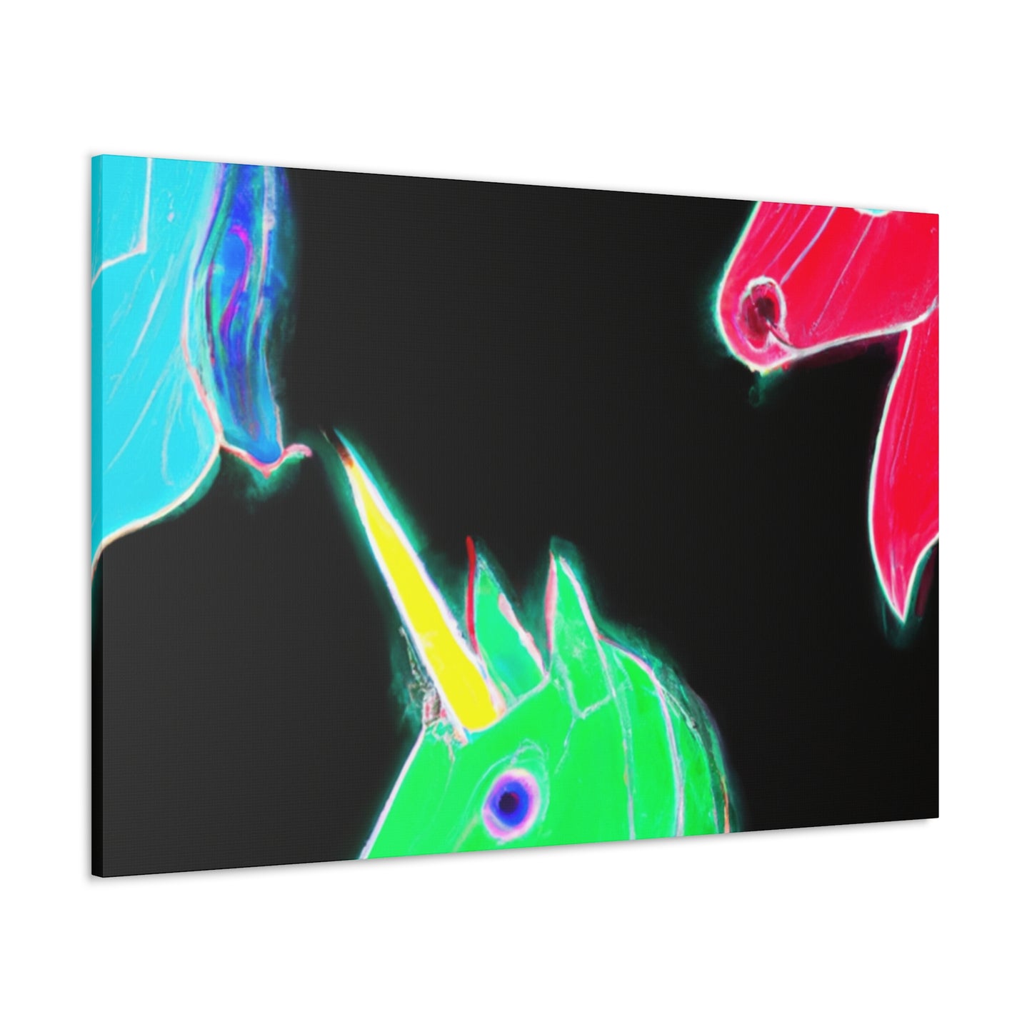 "Neon Rainbow Unicorn Cluster" NEON Unicorns Art Canvas