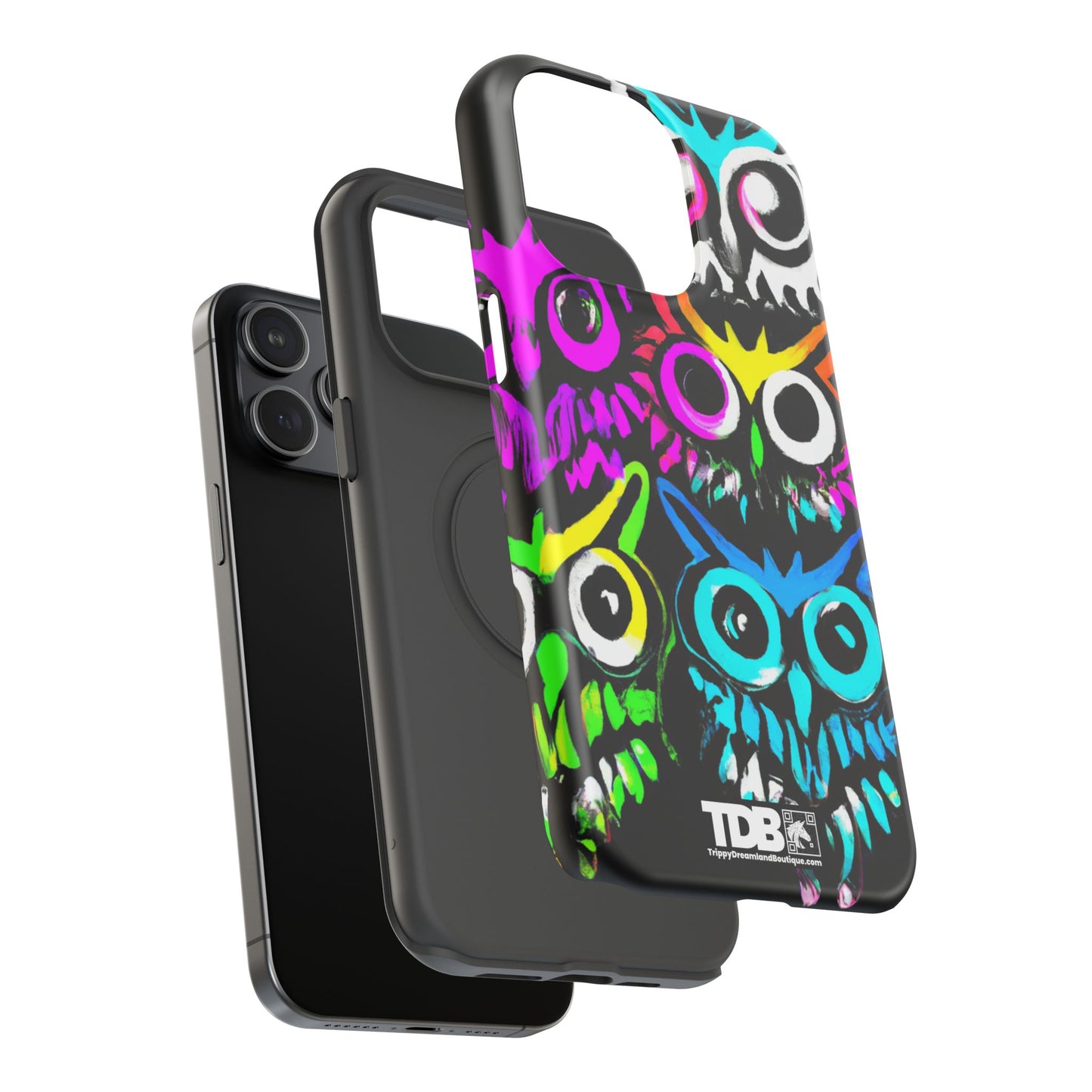 TDB Psychedelic Rave Owl Impact-Resistant Phone Case - Colorful Protection
