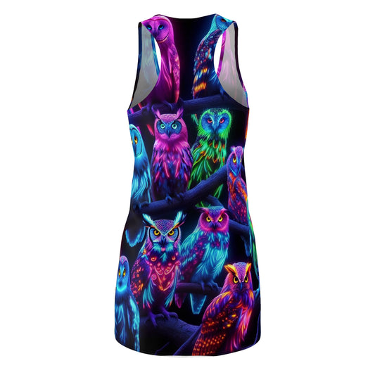 Neon Nocturnal Dawn Neon Owls Racerback Dress