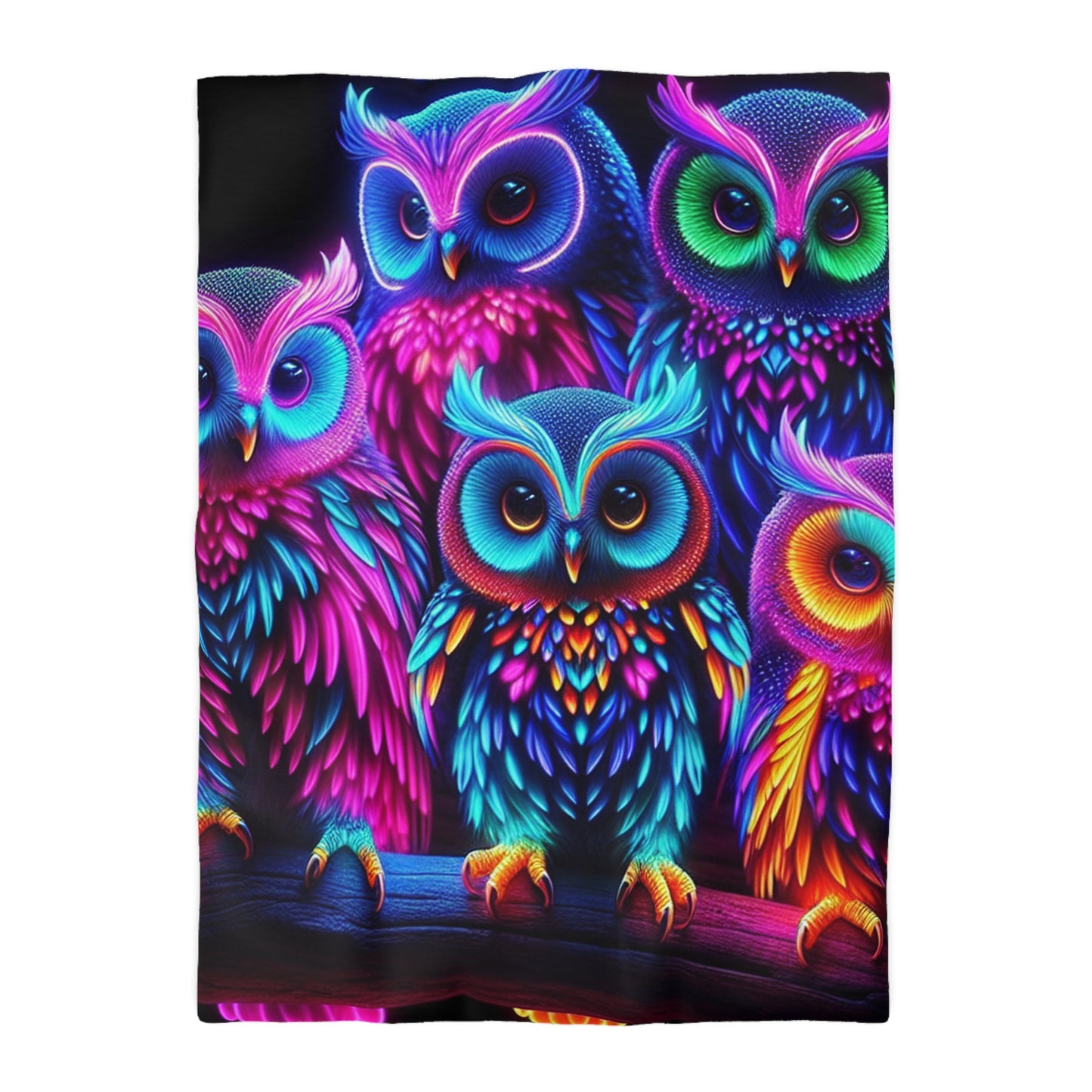 Fernando da Vinci - NEON Owls Microfiber Duvet Cover