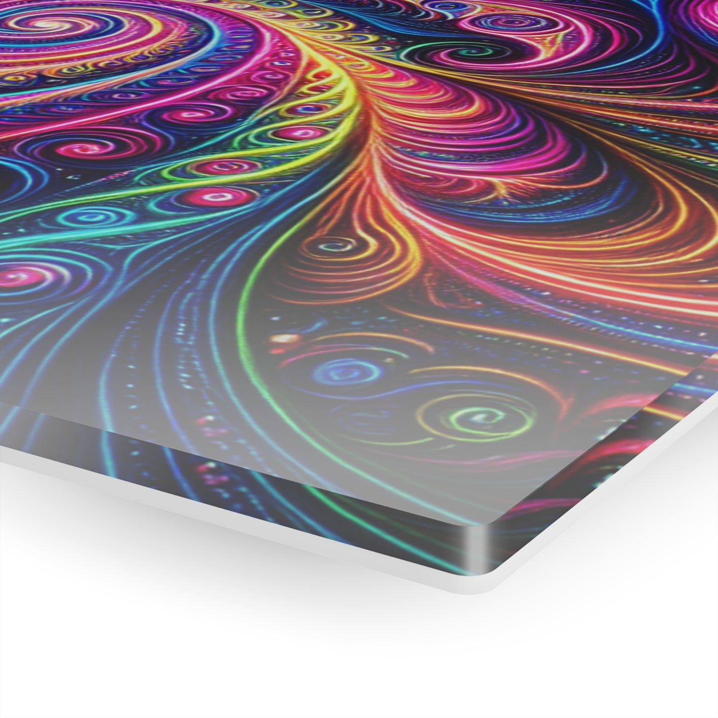 Electric Psychedelic Neon Vortex. Trippy infinity Pattern 1/4" Glossy Acrylic Art
