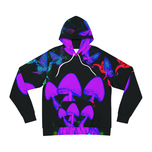 "Aurora of Neon Nightlife" - Butterflies & Mushrooms AOP Hoodie