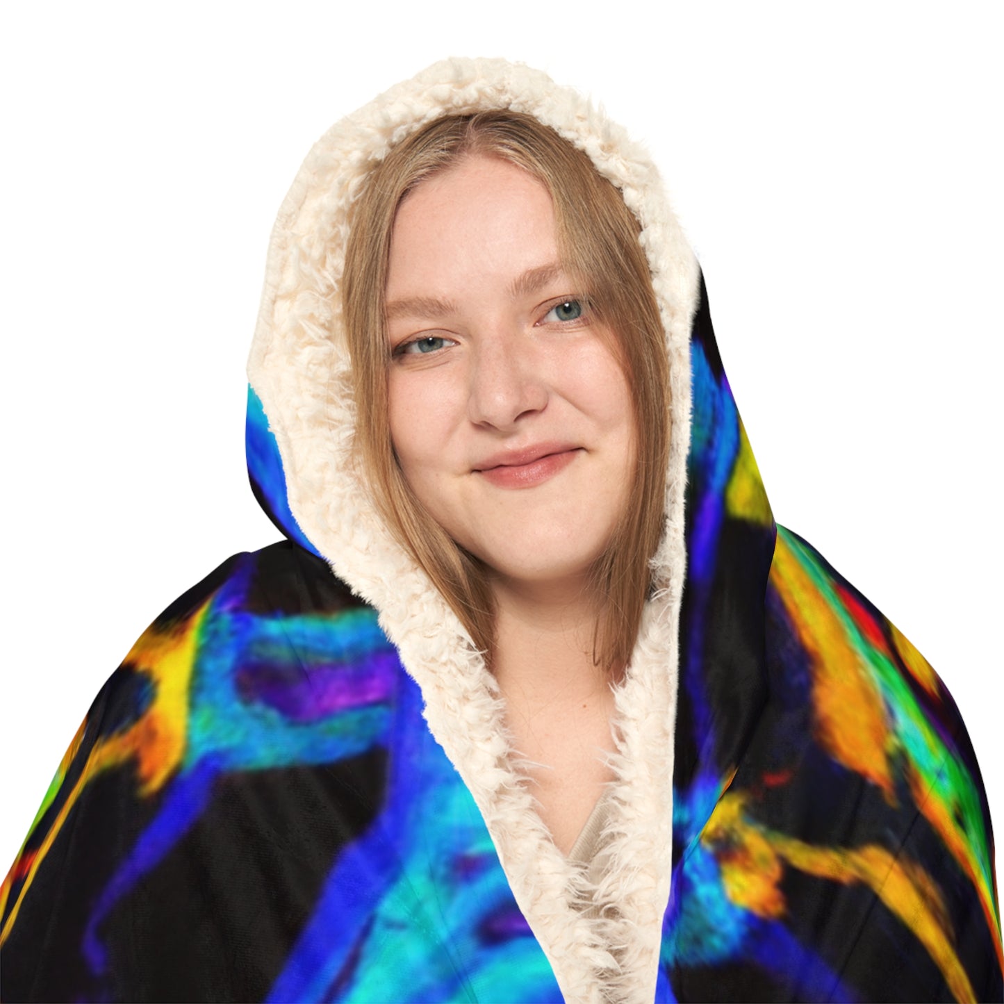 "The Neverending Rainbow" - NEON Infinity Patterns Art Hooded Snuggle Blanket