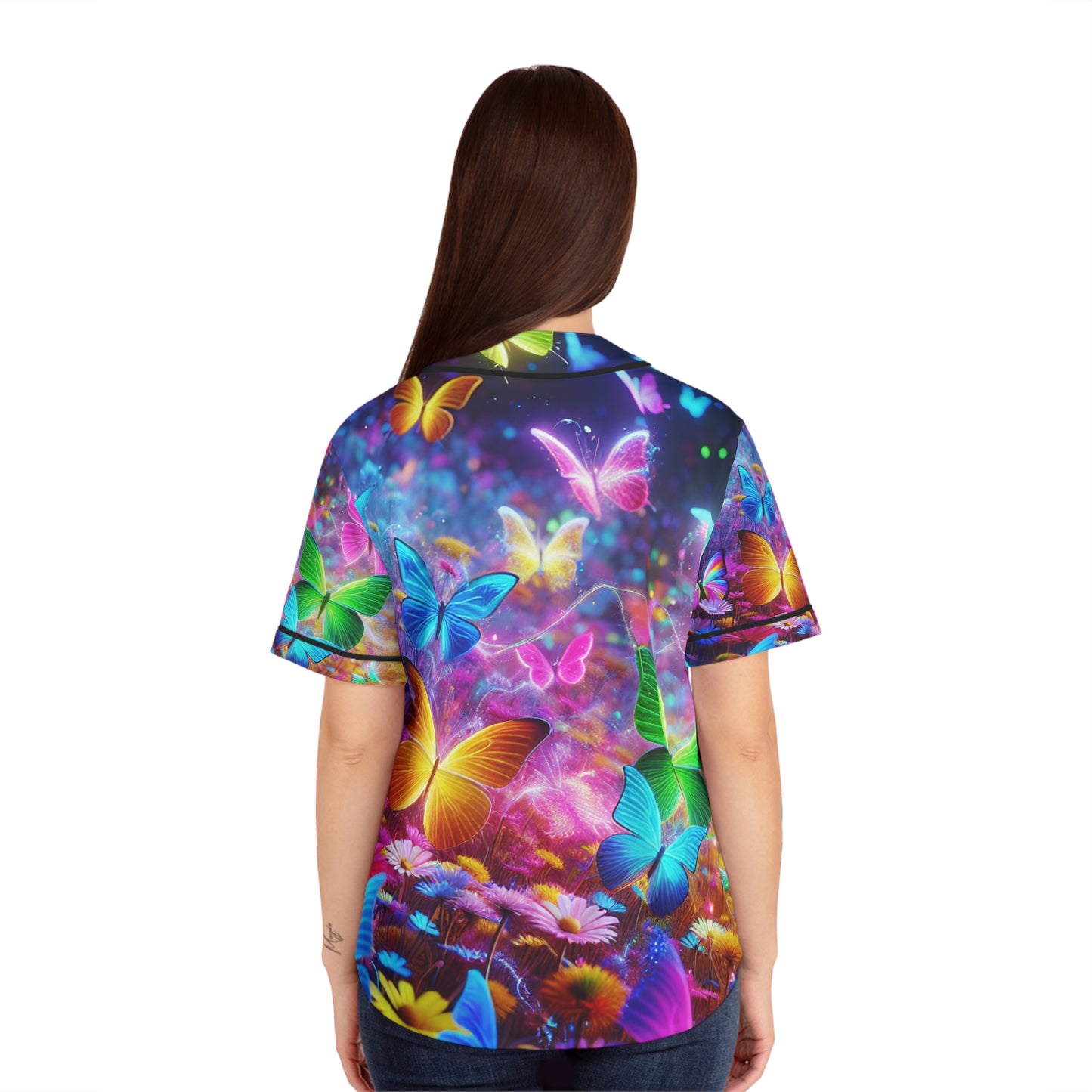 Neon Prismflutter. Neon Butterflies Womans Jersey