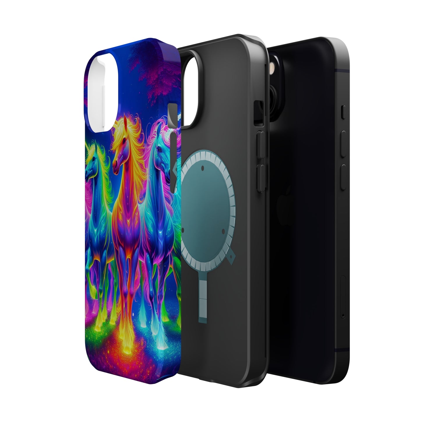 Neon Mystic Magicians Neon Unicorns Premium Art Magsafe Magnet Tough IPhone 13 14 15 Pro Plus Max and Mini in Matte and Glossy Phone cases