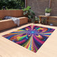Cosmic Rainbow Infinity Spirograph. Infinity Patterns Outdoor Rug