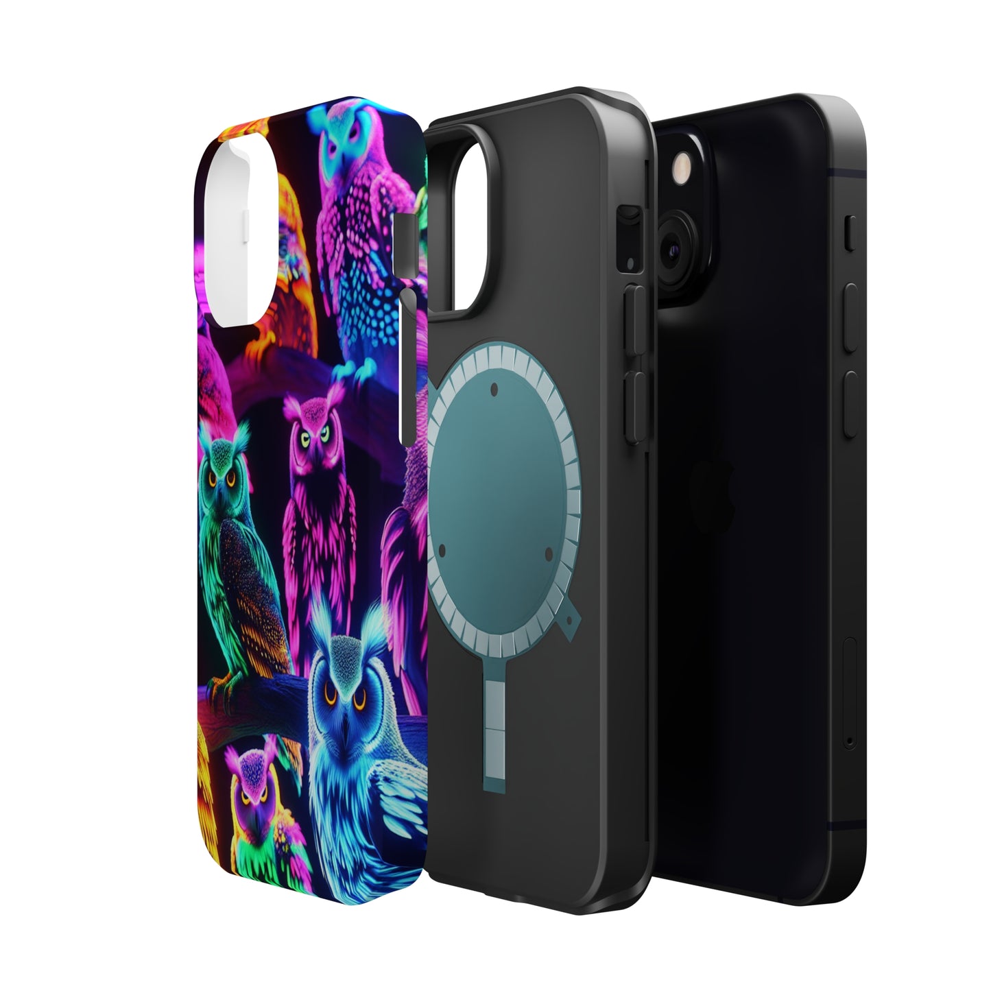 Neon Night Owls. Neon Owls Premium Art Magsafe Magnet Tough IPhone 13 14 15 Pro Plus Max and Mini in Matte and Glossy Phone cases