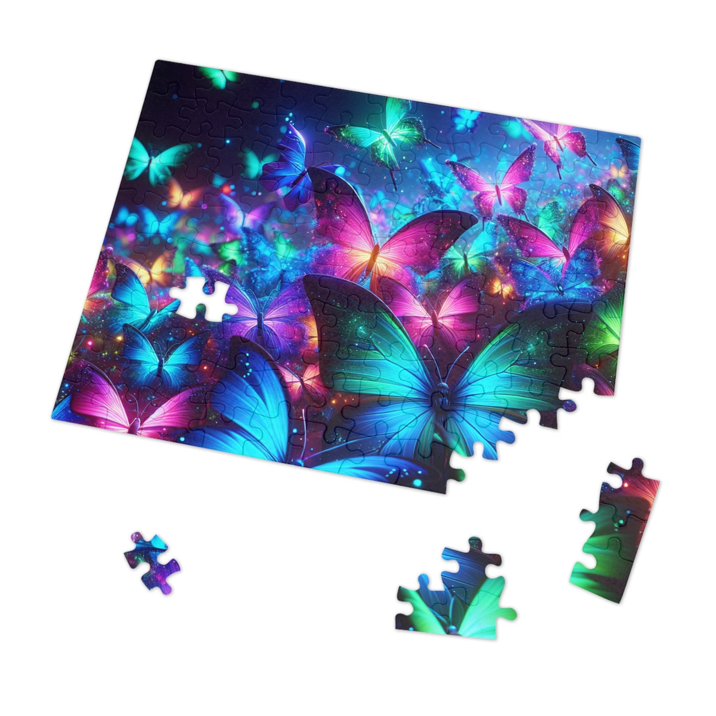 Neon Flutter. - Neon Butterflies Puzzle30, 110, 252, and 1000 Pieces