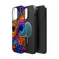 ElectroFractal Fluorescence. Neon Trippy Infinity Patterns Premium Art Magsafe Magnet Tough IPhone 13 14 15 Pro Plus Max and Mini in Matte and Glossy Phone cases