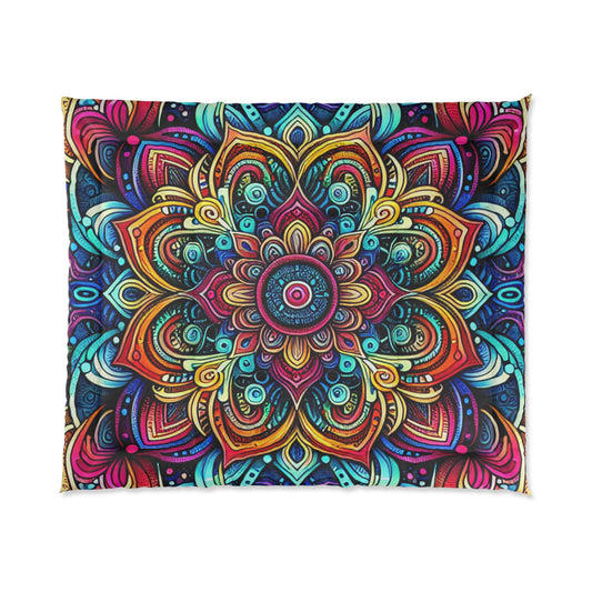 Neon Insanity Maze. Trippy Infinity Patterns Comforter Blanket