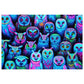 "Neon Nocturnal" - Neon Owls Puzzle 30, 110, 252, and 1000 Pieces